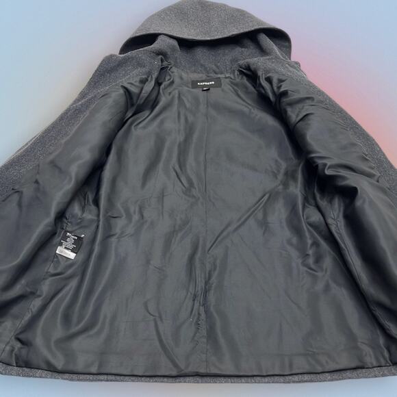 EXPRESS Women’s 11/12 Gray Wool Hooded Coat - Picture 3 of 6